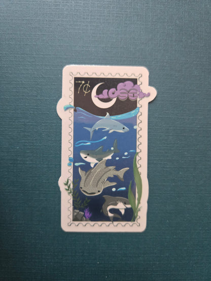 Swim Inspired Postage Stamp water-resistant vinyl sticker