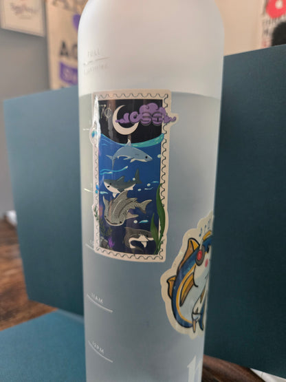 Swim Inspired Postage Stamp water-resistant vinyl sticker