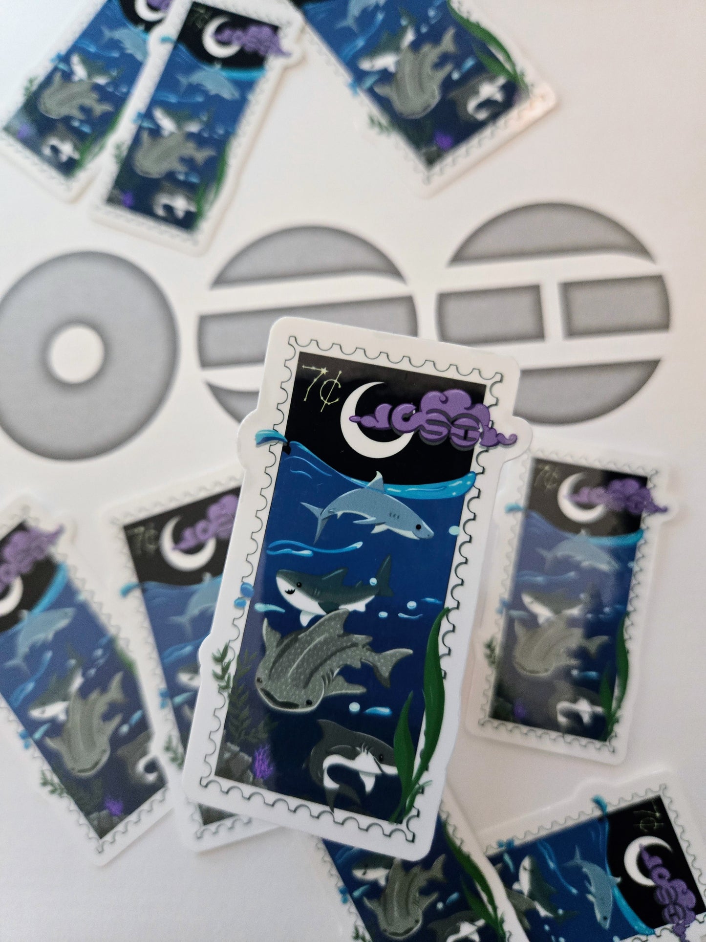 Swim Inspired Postage Stamp water-resistant vinyl sticker