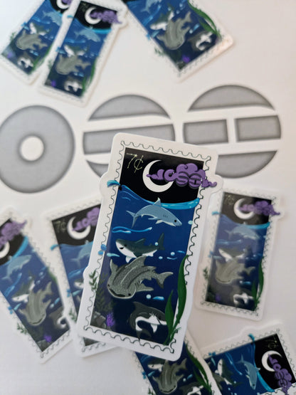 Swim Inspired Postage Stamp water-resistant vinyl sticker