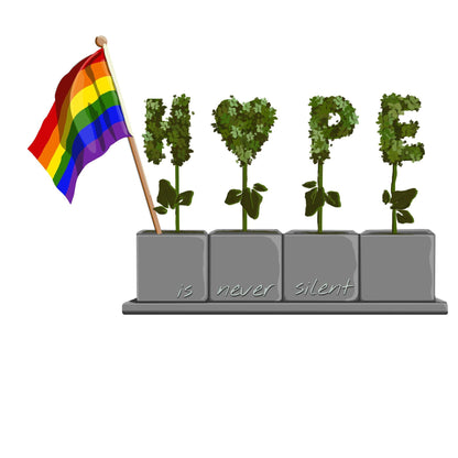 BTS J-Hope Planter Vinyl Sticker: Rainbow LGBTQ Pride - Hope is Never Silent