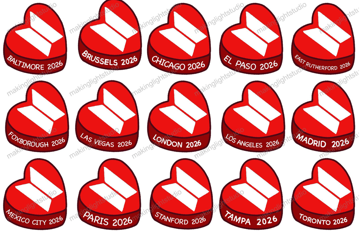 Candy Heart Stickers - BTS Arirang 2026 Tour Stops